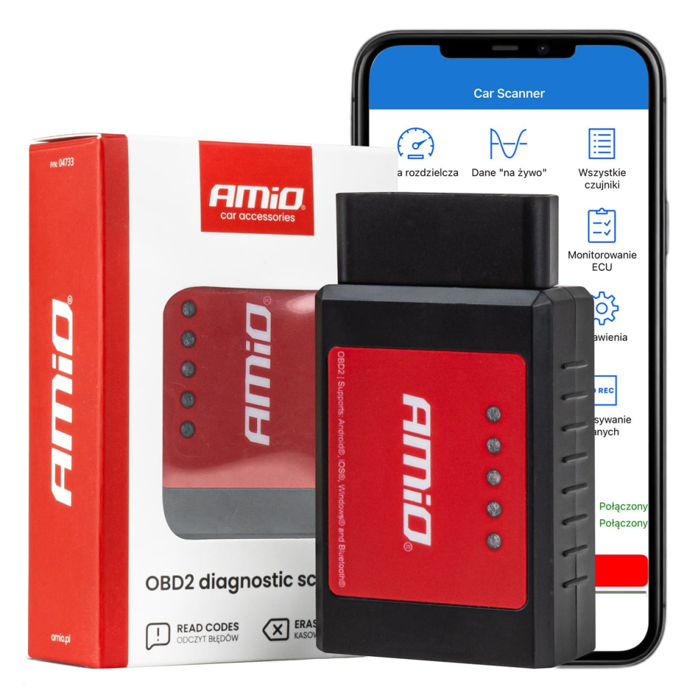 Tester diagnoza auto OBD2 BT XL, wireless, compact, compatibilitate extinsa, rosu/negru [9]