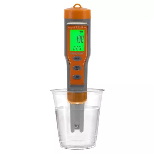Tester digital apa, afisaj LCD, temperatura si pH, pentru uz casnic, piscina, acvariu, portocaliu/gri [9]