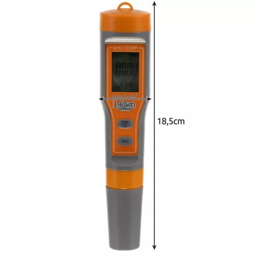 Tester digital apa, afisaj LCD, temperatura si pH, pentru uz casnic, piscina, acvariu, portocaliu/gri [5]