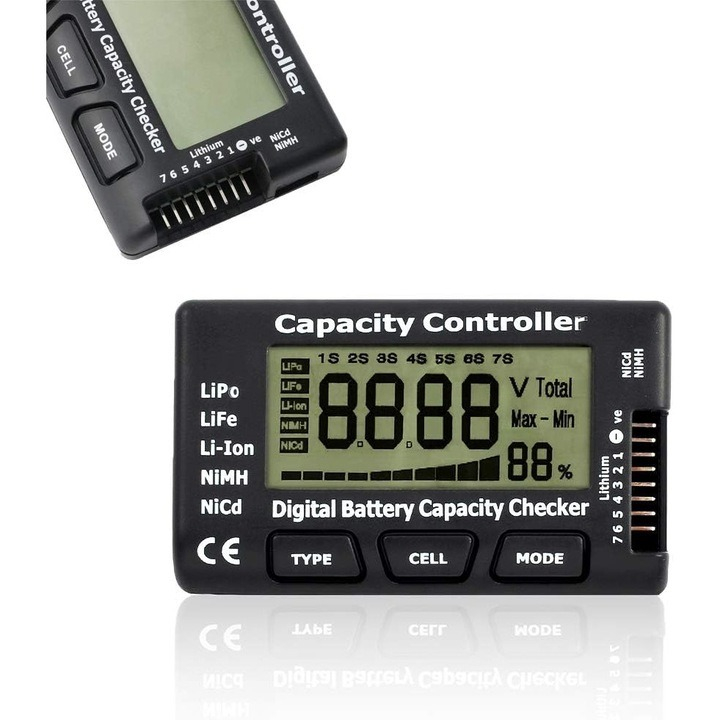 Tester digital pentru masurarea capacitatii bateriiilor de tip LiPo, NiMH, Li-Ion - Negru [4]