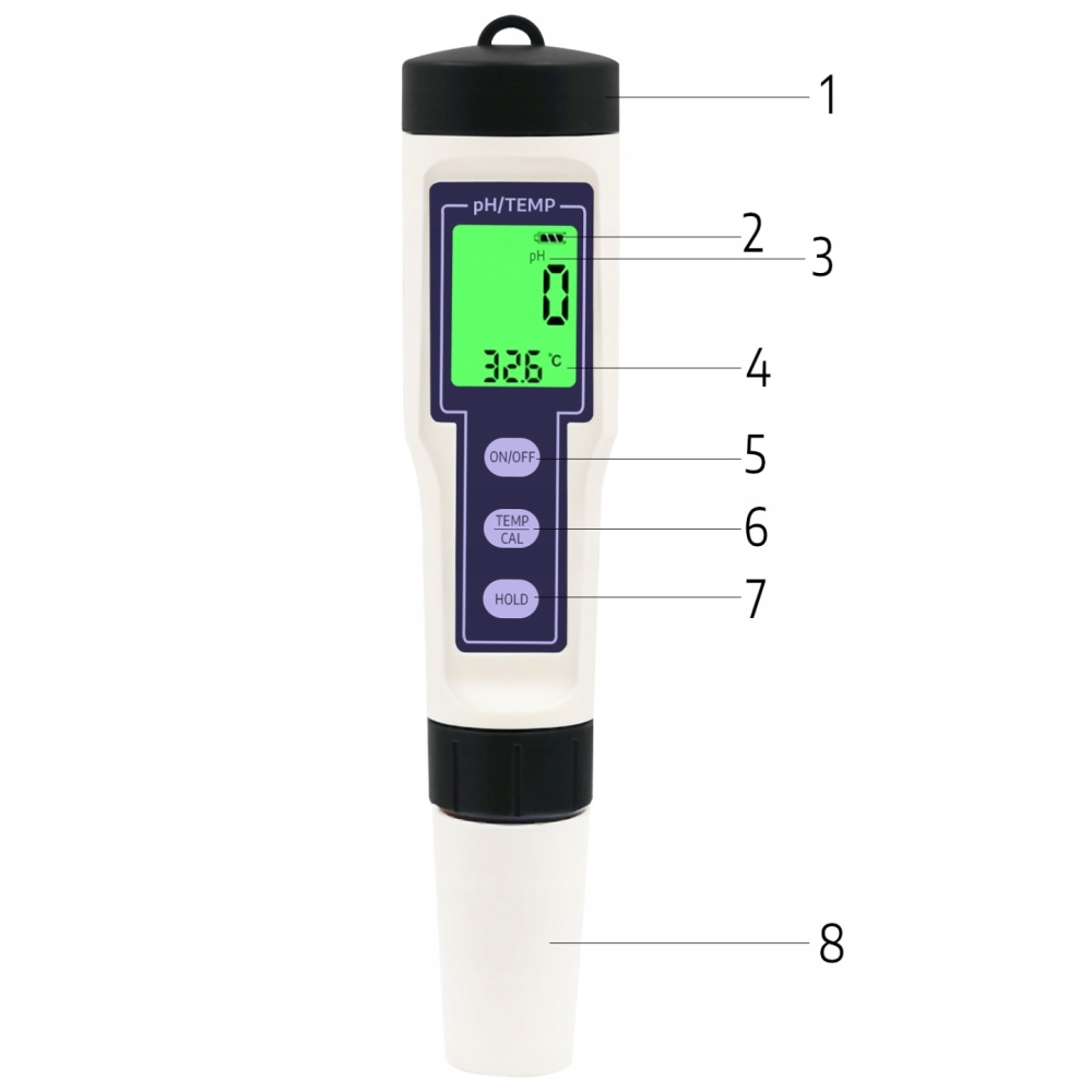 Tester digital pentru pH apa 18 x 4 x 4 cm, 3 in 1, cu masurare temperatura, ATC, calibrare in 3 puncte, pentru acvarii, piscine si apa potabila [4]