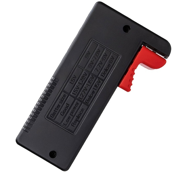Tester digital pentru tensiunea bateriilor, afisaj LCD, compatibil 1.5V-9V, universal pentru baterii uzuale, negru [8]