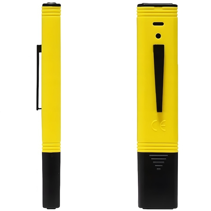 Tester digital pH pentru apa, gama 0.00–14.00, precizie 0.01, autocalibrare, solutii tampon incluse, afisaj LCD, husa protectie, galben-negru [3]