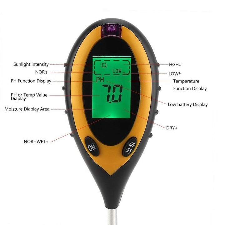 Tester pentru sol 4 in 1 digital,valoare PH, intensitatea luminii,umiditate, emperatura [3]