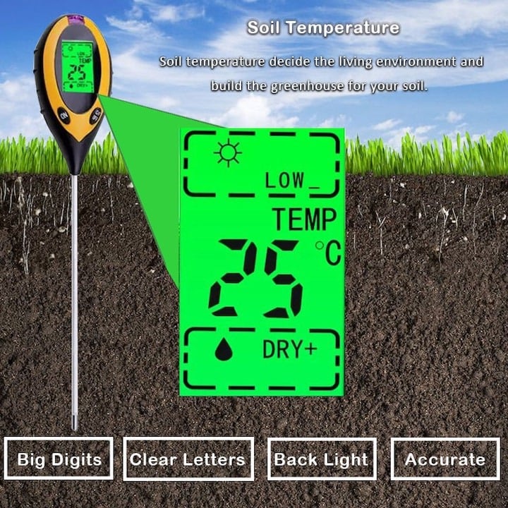 Tester pentru sol 4 in 1 digital,valoare PH, intensitatea luminii,umiditate, emperatura [7]