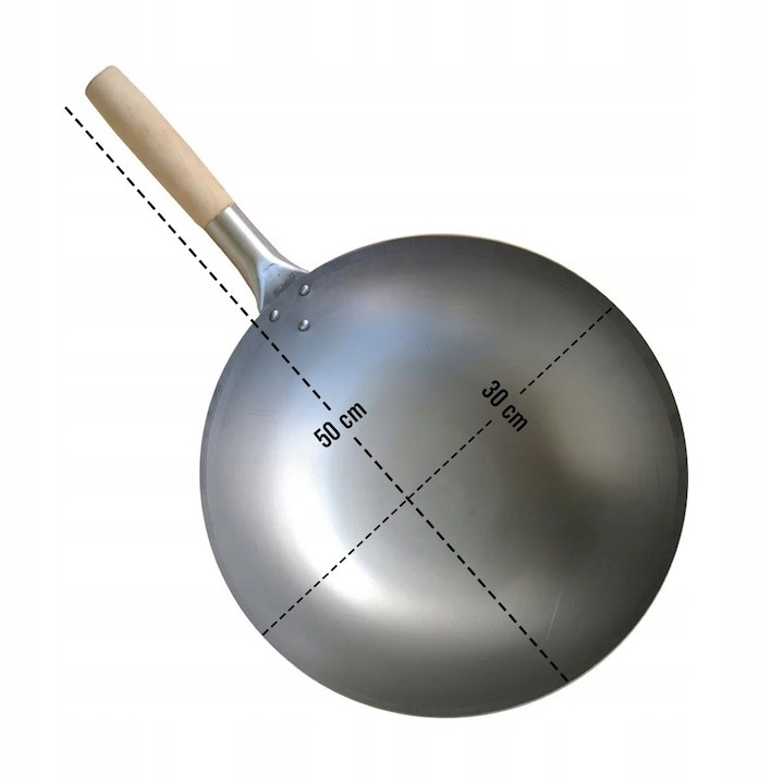 Tigaie Wok profesionala, din otel carbon cu fund rotund 32.5 cm [2]