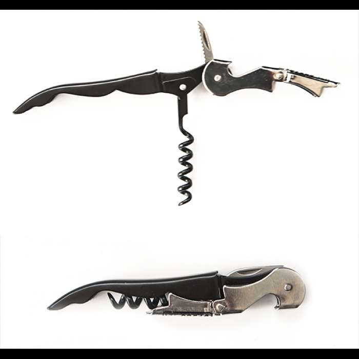 Tirbuson multifunctional, cutit, desfacator sticle, plastic, negru [8]