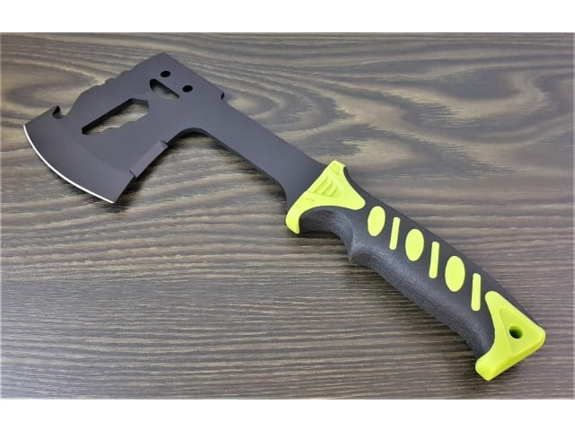 Topor multifunctional, pentru camping, drumetii, 30 cm, verde, husa inclusa [9]
