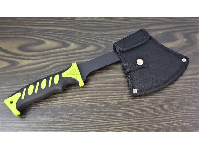 Topor multifunctional, pentru camping, drumetii, 30 cm, verde, husa inclusa [8]