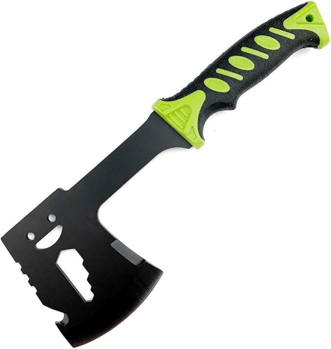 Topor multifunctional, pentru camping, drumetii, 30 cm, verde, husa inclusa [7]