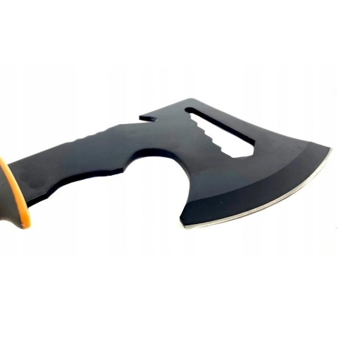 Topor multifunctional, supravietuire, camping, otel, maner anti-alunecare, 30 cm, husa inclusa, portocaliu [3]