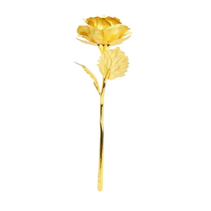 Trandafir artificial, suflat cu aur 24K, cutie eleganta, punga de cadou inclusa, auriu [3]