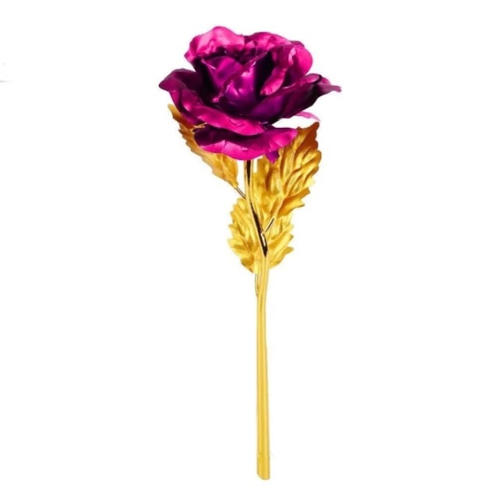 Trandafir artificial, suflat cu aur 24K, cutie eleganta, punga de cadou inclusa, roz [5]
