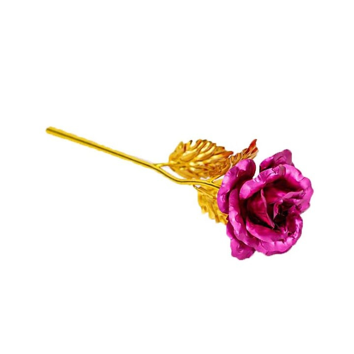Trandafir artificial, suflat cu aur 24K, cutie eleganta, punga de cadou inclusa, roz [8]