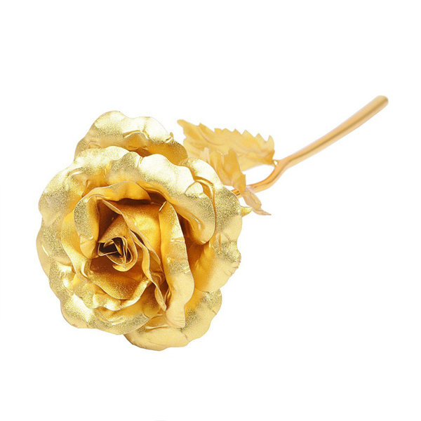 Trandafir suflat cu aur de 24K - Auriu + Suport Love,ambalat in cutie eleganta. [8]