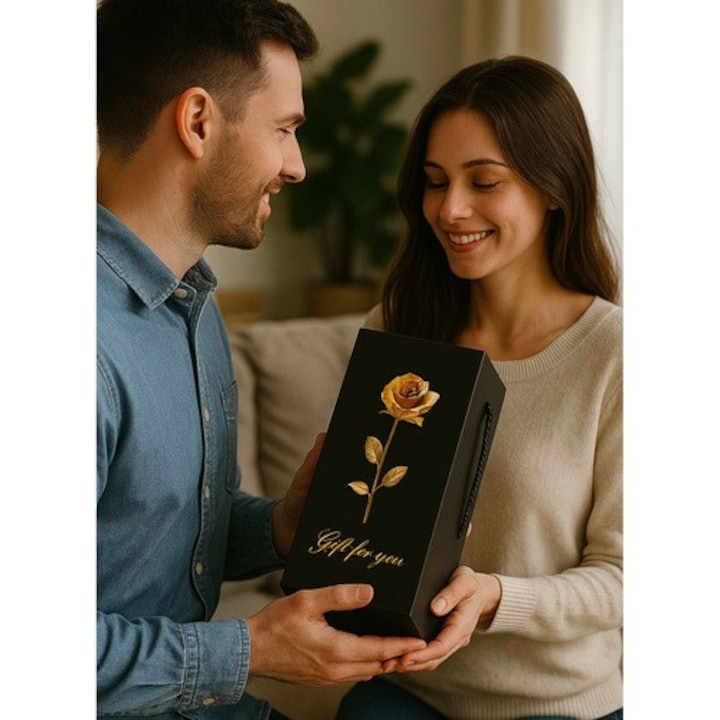 Trandafir decorativ in cupola de sticla, cu LED, cutie eleganta pentru cadou, 21 x 11 cm, rosu – simbolul iubirii eterne [6]