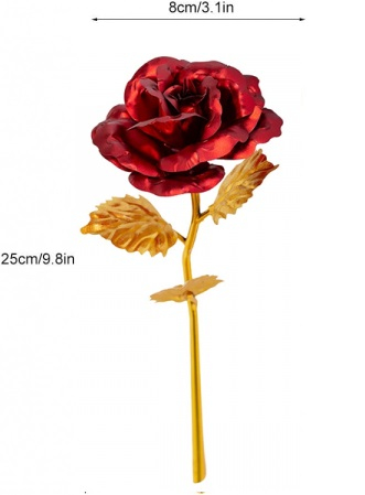 Trandafir rosu suflat cu aur 24k, realizat din material plastic cu reflexii si aspect de diamant,ambalat in cutie eleganta. [6]