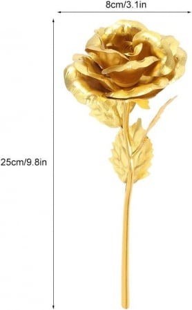 Trandafir suflat cu aur de 24K - Auriu + Suport Love si punga de cadou inclusa [4]