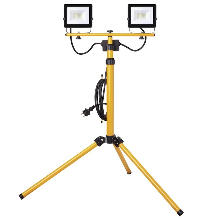 Trepied dublu pentru proiectoare,reglabil 90-180 cm cu 2 proiectoare LED 20W