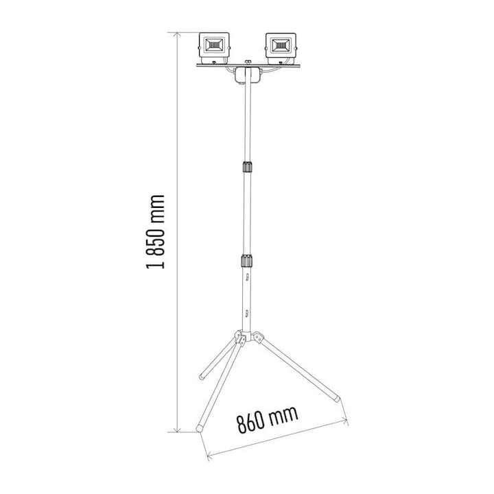 Trepied dublu pentru proiectoare,reglabil 90-180 cm cu 2 proiectoare LED 20W [3]