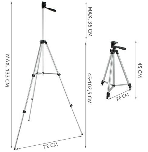 Trepied foto universal 102 cm ,filet 1/4 cu suport de telefon si telecomanda bluetooth - Gri [7]