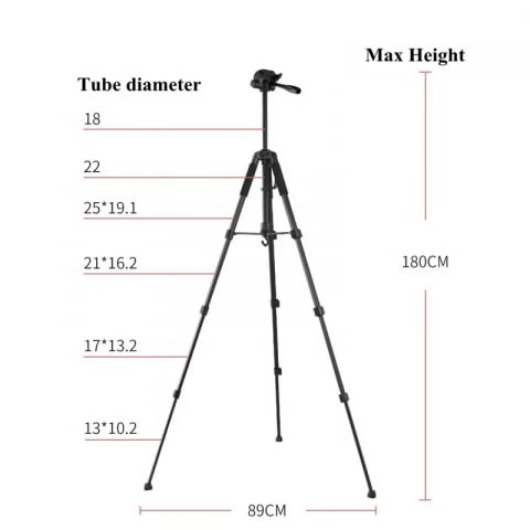 Trepied foto universal cu suport de telefon, pentru camere, GoPro, telefon, filet 1/4, inaltime maxima 180 cm [3]