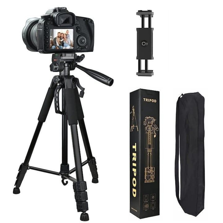 Trepied foto universal cu suport de telefon, pentru camere, GoPro, telefon, filet 1/4, inaltime maxima 180 cm [2]