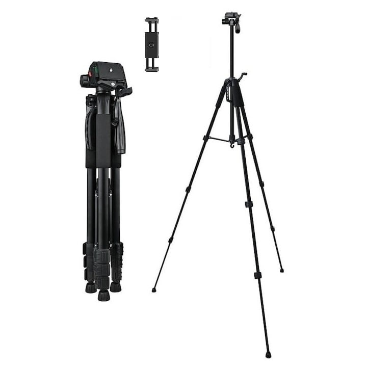 Trepied foto universal cu suport de telefon, pentru camere, GoPro, telefon, filet 1 4, inaltime maxima 180 cm