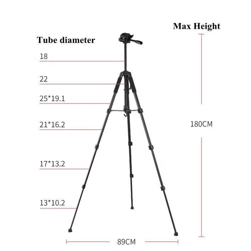 Trepied foto universal cu suport de telefon si telecomanda bluetooth, pentru camere, GoPro, telefon, filet 1/4, inaltime maxima 180 cm [3]