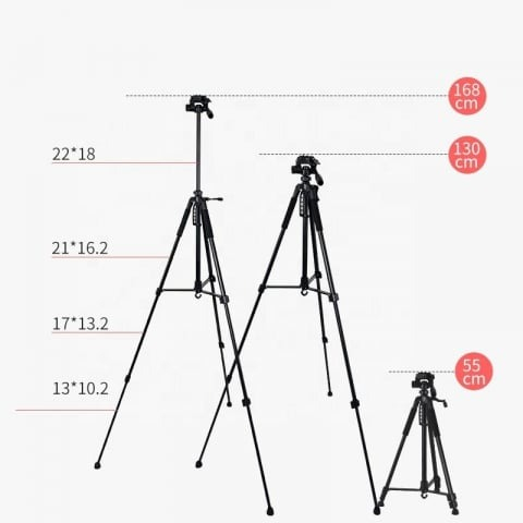 Trepied foto universal, pentru camere, GoPro, telefon, filet 1/4, inaltime maxima 168 cm [3]