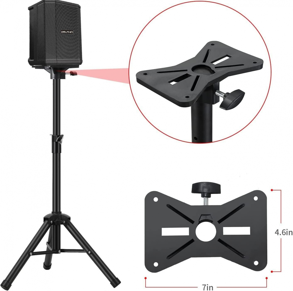 Trepied stativ pentru boxe, din metal cu suport de plastic, inaltimea maxima 130 cm, greutatea maxima 40 kg - Negru [6]