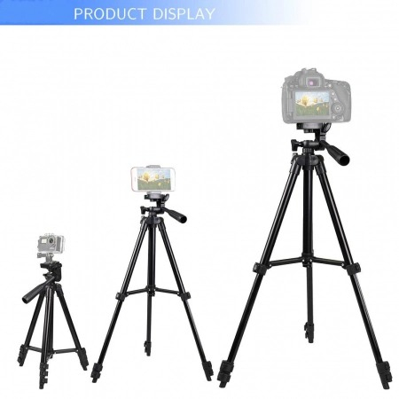 Trepied foto universal 102 cm ,filet 1/4 cu suport de telefon si telecomanda bluetooth - Negru [6]