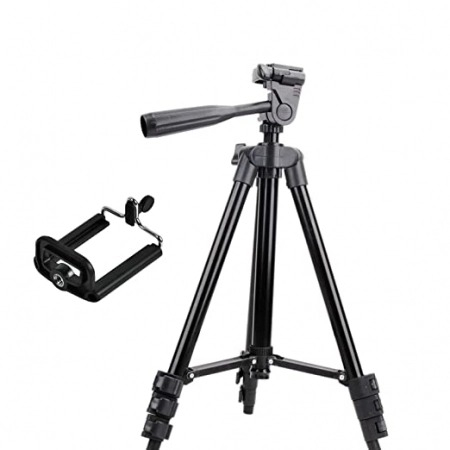 Trepied foto universal 102 cm ,filet 1/4 cu suport de telefon si telecomanda bluetooth - Negru [2]