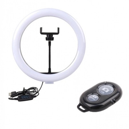 Trepied foto 102 cm ,filet 1/4,suport telefon si telecomanda bluetooth + lampa circulara LED 26 cm diametru [3]