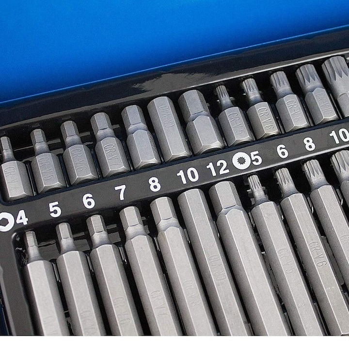 Trusa biti torx, hex si spline, imbus, suport de biti 1/2", 3/8", 41 piese, albastra [5]