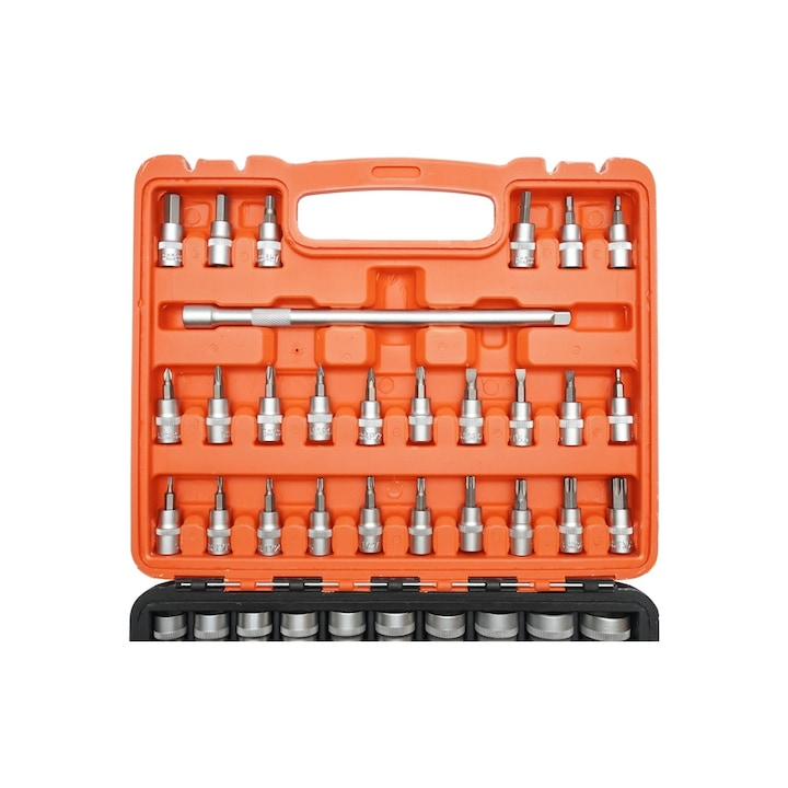 Trusa chei tubulare si biti 3/8 set complet 61 piese cu clichet, extensii si accesorii, pentru mecanica auto si bricolaj [4]