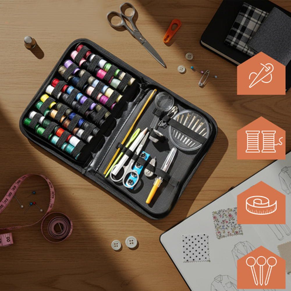Trusa cusut profesionala 128 piese, kit complet croitorie cu accesorii multiple, geanta organizata, portabila [4]