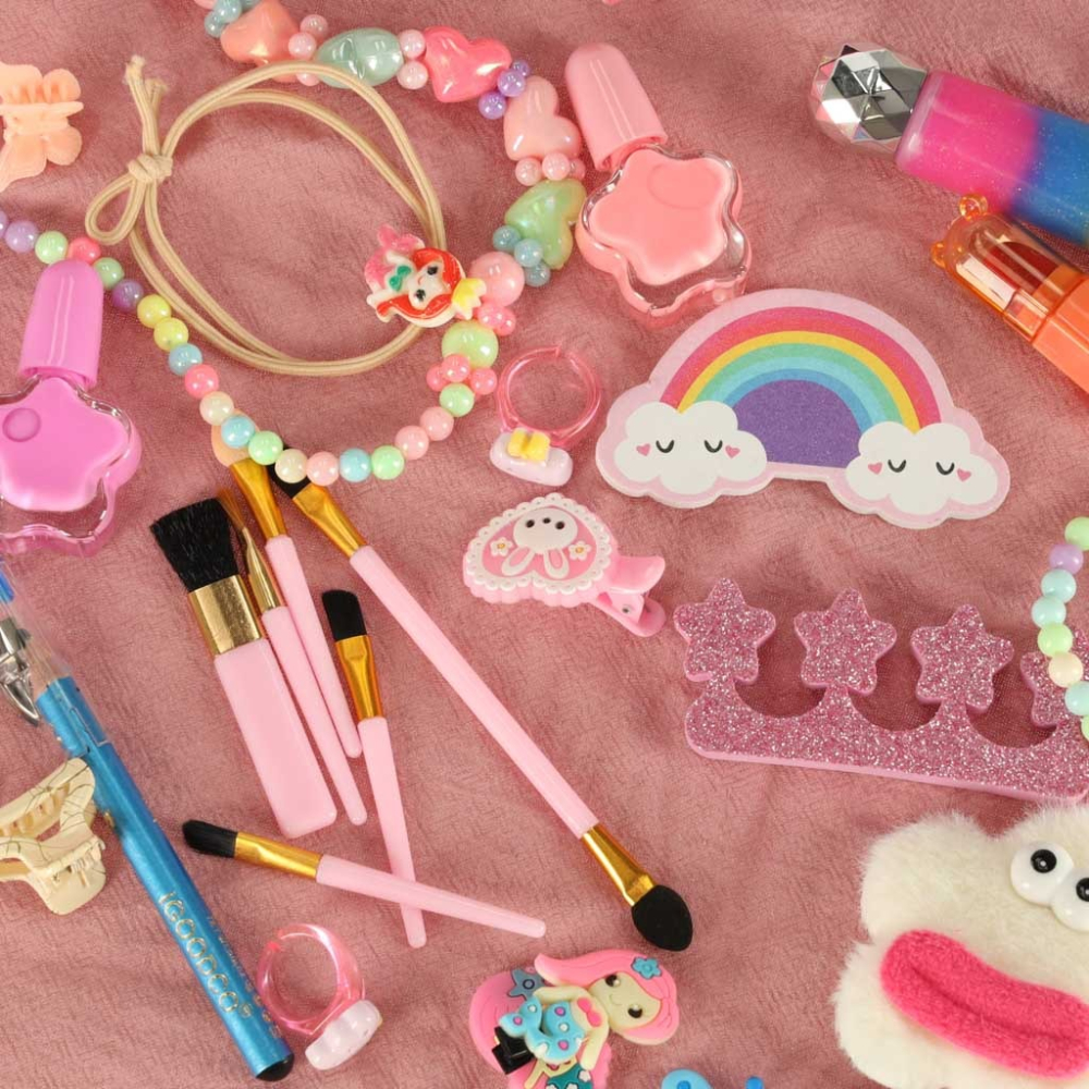 Trusa de machiaj, manichiura, bijuterii, pentru copii, model sirena, 26.2 x 19.4 x 5.5 cm, roz [6]