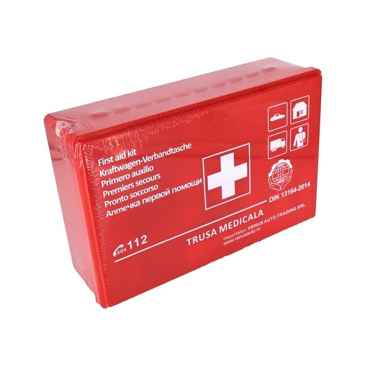 Trusa de prim ajutor, auto, bandaje, manusi, cutie de plastic [4]