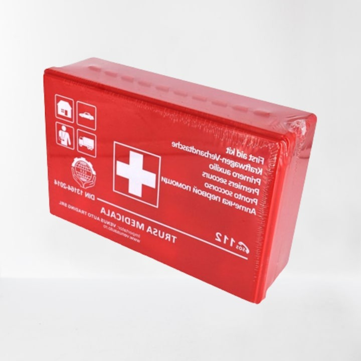 Trusa de prim ajutor, auto, bandaje, manusi, cutie de plastic [3]