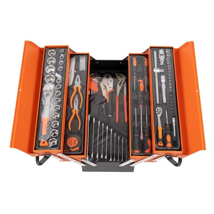 Trusa de scule – 85 piese, otel, cutie metalica cu maner si 5 tavi, ideala pentru service, garaj si ateliere [2]