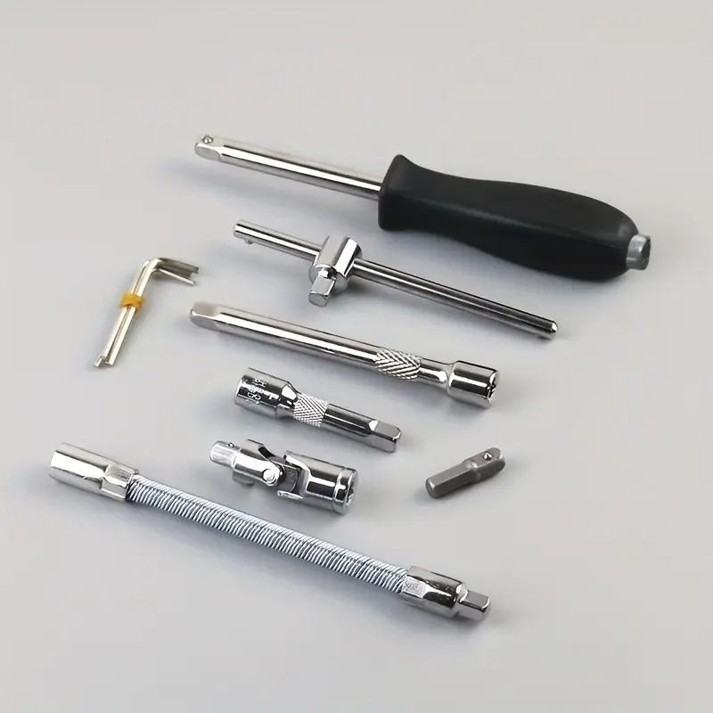 Trusa de scule cu 46 piese, surubelnita, clichet, chei tubulare, biti, torx, imbus, prelungitor, maner ergonomic, cutie compacta, neagra [8]