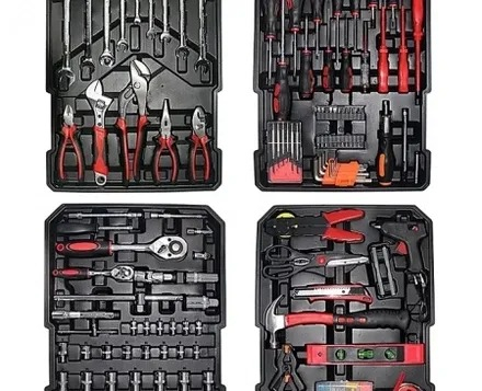 Trusa de scule din aluminiu, tip troler, usor de transportat cu 678 piese - Gri [2]