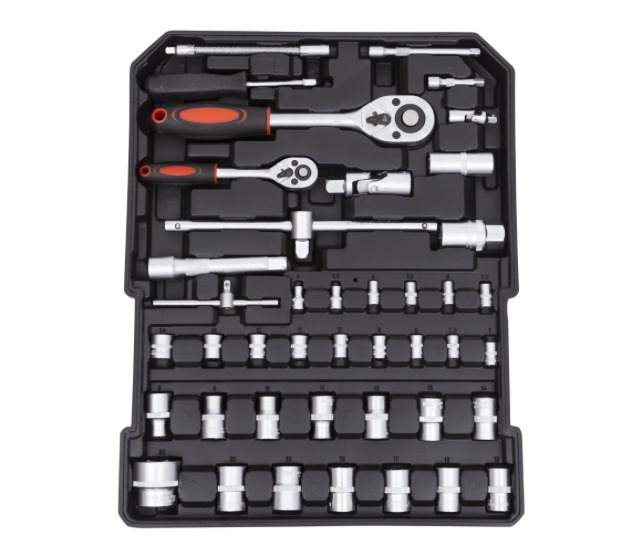Trusa de scule din aluminiu, tip troler, usor de transportat cu 678 piese - Gri [5]