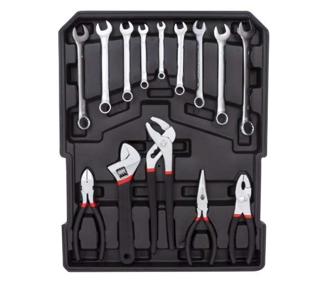 Trusa de scule din aluminiu, tip troler, usor de transportat cu 678 piese - Gri [4]