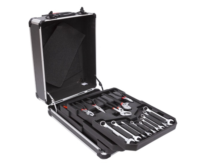 Trusa de scule din aluminiu, tip troler, usor de transportat cu 678 piese - Gri [6]