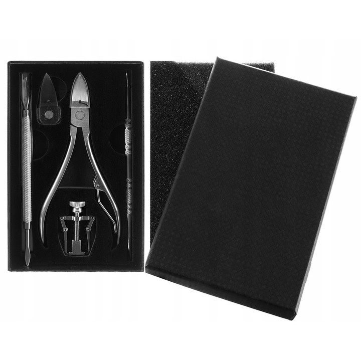 Trusa de unghii, 5 piese – manichiura si pedichiura profesionala, din otel inoxidabil, cu cutie de depozitare neagra [7]