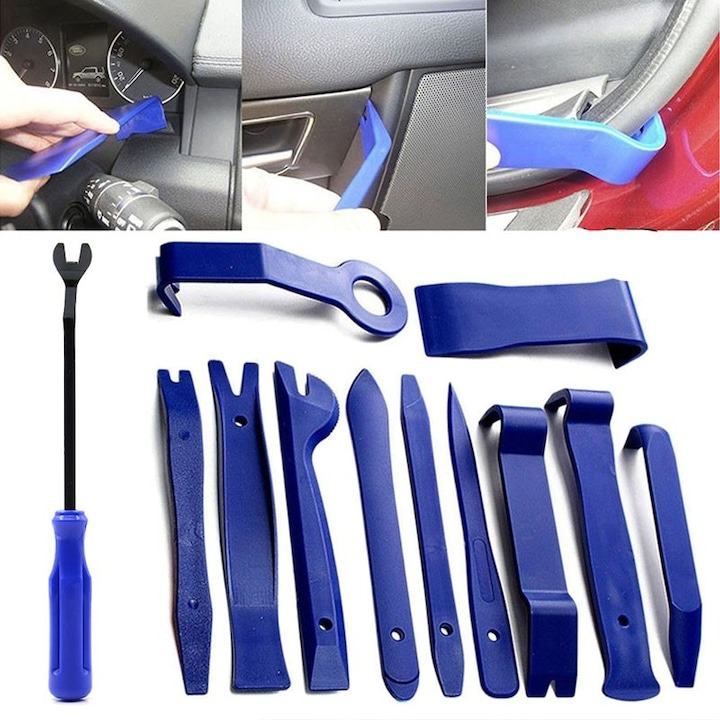 Trusa demontare interior auto, 38 piese,tapiterie,radio,usi,bord,dezasamblare conectori - Albastru [2]