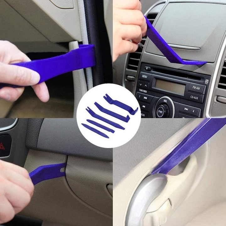 Trusa demontare interior auto, 38 piese,tapiterie,radio,usi,bord,dezasamblare conectori - Albastru [5]