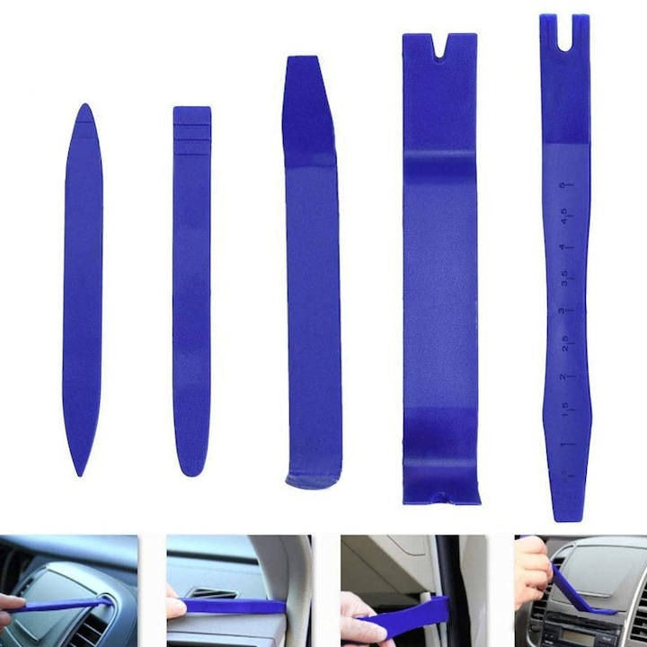 Trusa demontare interior auto, 38 piese,tapiterie,radio,usi,bord,dezasamblare conectori - Albastru [4]